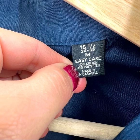 Alfani Stretch Fabric Mens Blue Button-Down long sleeved dress shirt medium - Picture 4 of 5